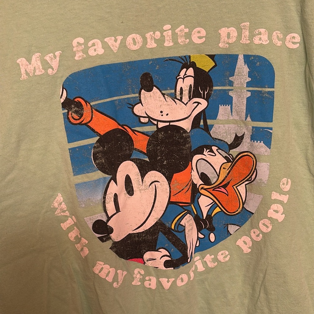 Disney Light Green Ladies T-Shirt with Mickey and Friends. Size Large. GUC - Picture 3 of 5